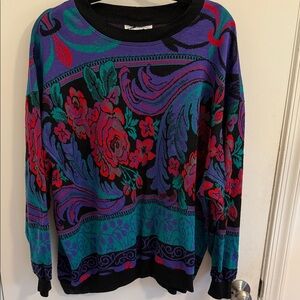 Vintage XL top notch Colorful Floral Sweater